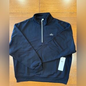 ALO Yoga Accolade Men's Black Quarter Zip Pullover Zip-Up Sweater